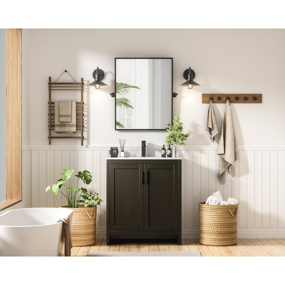 Finnley 30 Inch Single Bathroom Vanity In Mocha Brown