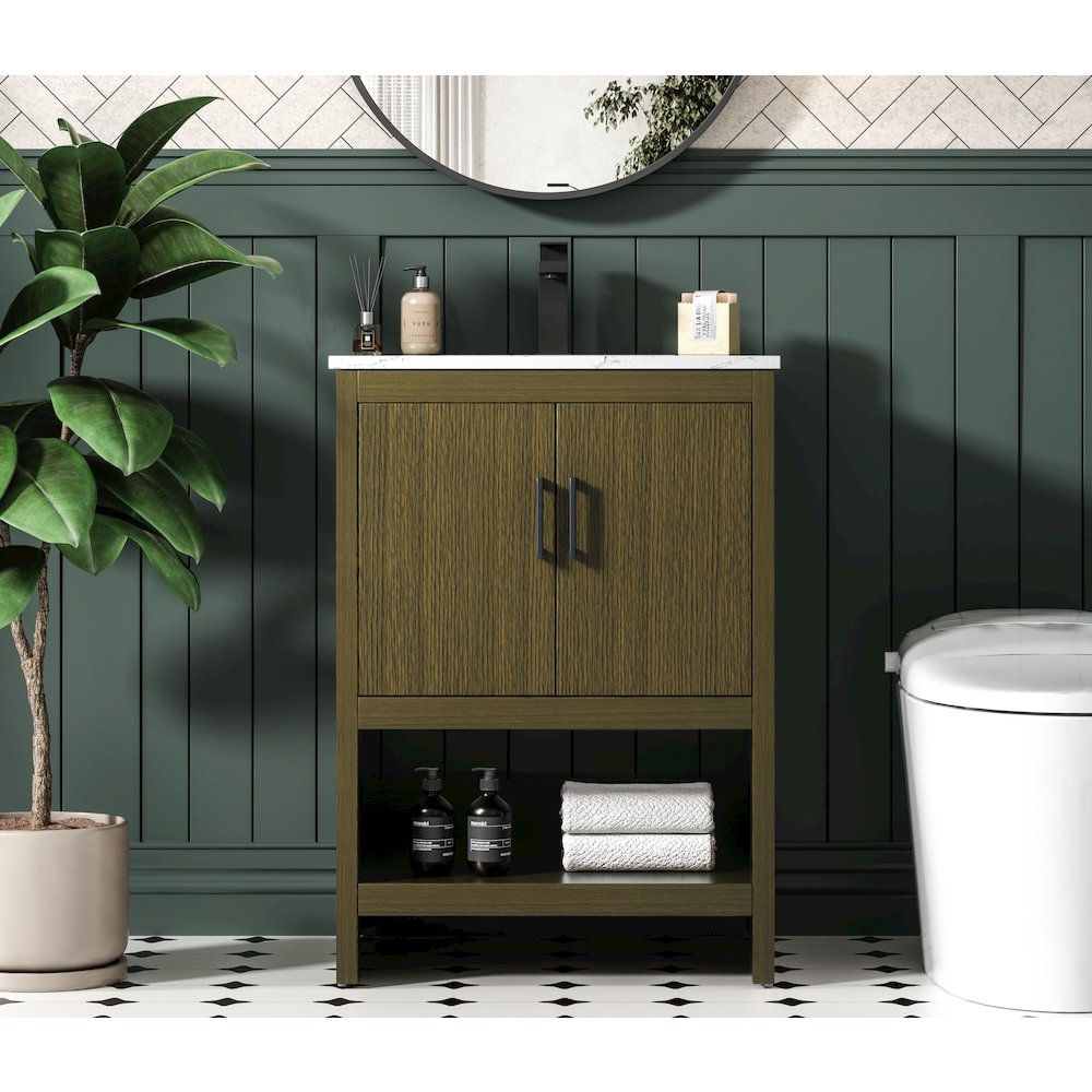 Ira 24 Inch Single Bathroom Vanity In Chestnut Brown