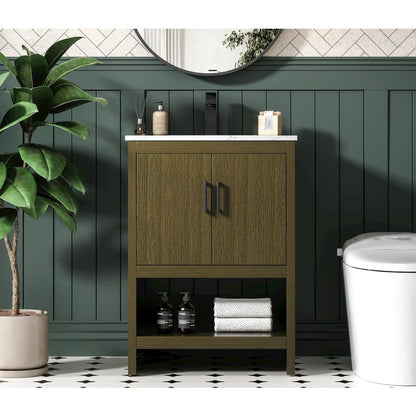 Ira 24 Inch Single Bathroom Vanity In Chestnut Brown