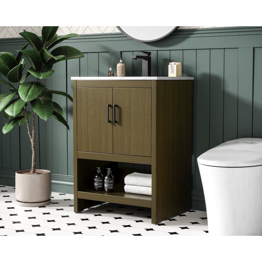 Ira 24 Inch Single Bathroom Vanity In Chestnut Brown