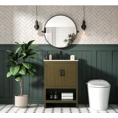 Ira 24 Inch Single Bathroom Vanity In Chestnut Brown