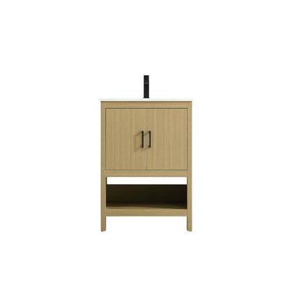 Ira 24 Inch Single Bathroom Vanity In Honey Brown
