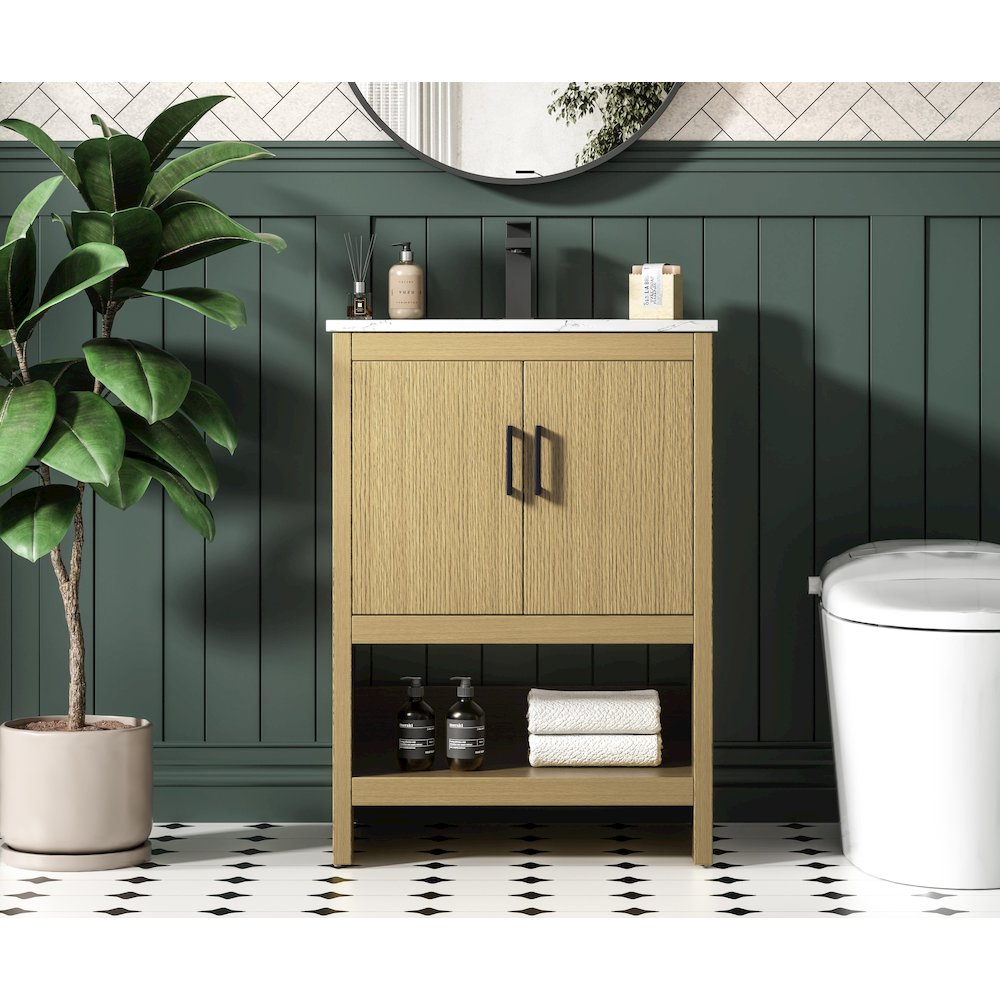 Ira 24 Inch Single Bathroom Vanity In Honey Brown