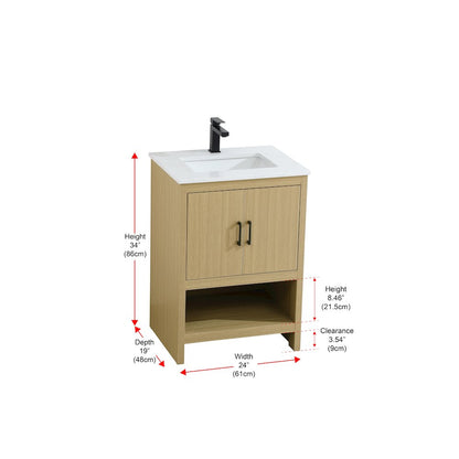 Ira 24 Inch Single Bathroom Vanity In Honey Brown