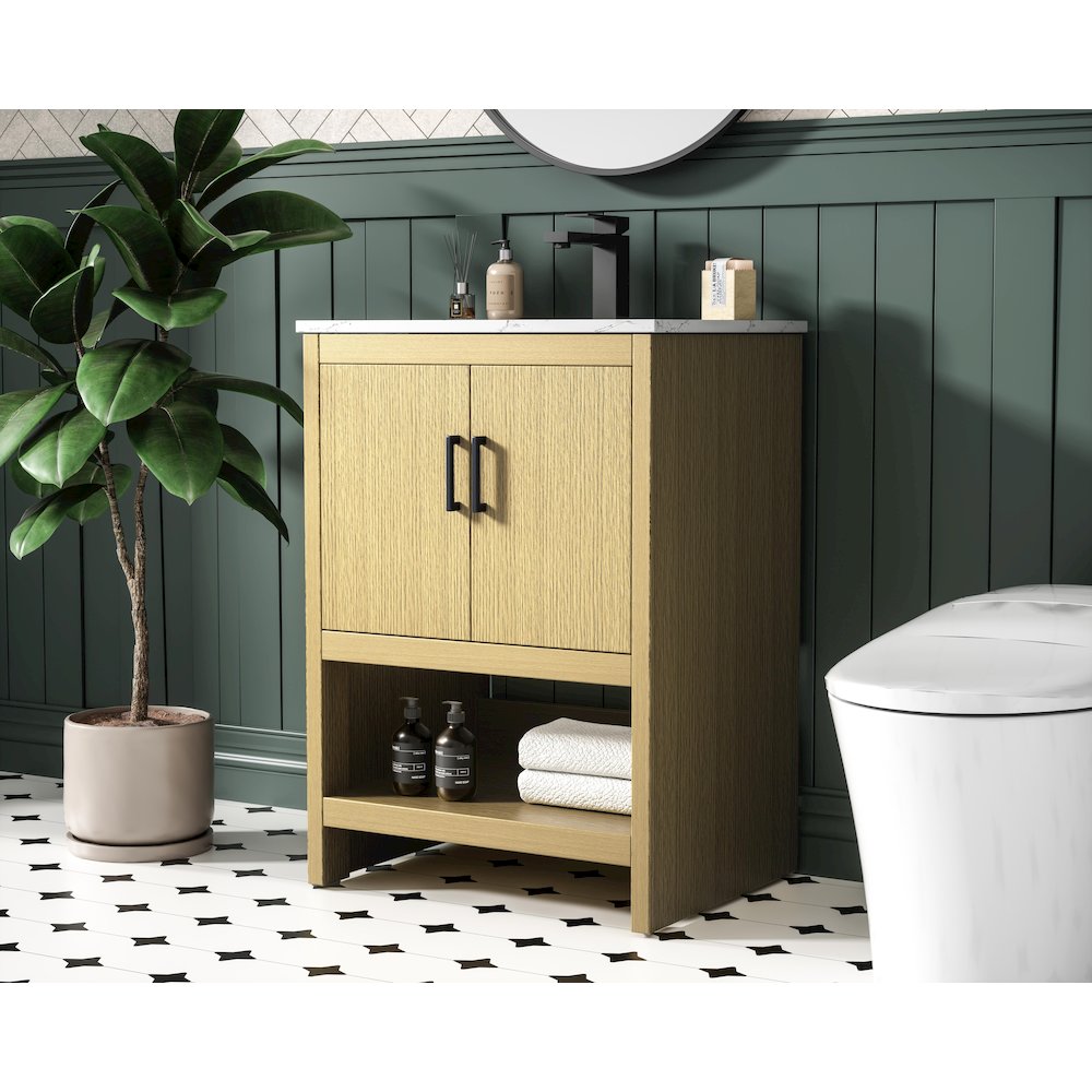 Ira 24 Inch Single Bathroom Vanity In Honey Brown