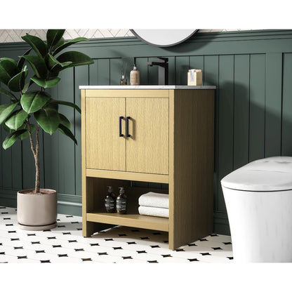 Ira 24 Inch Single Bathroom Vanity In Honey Brown