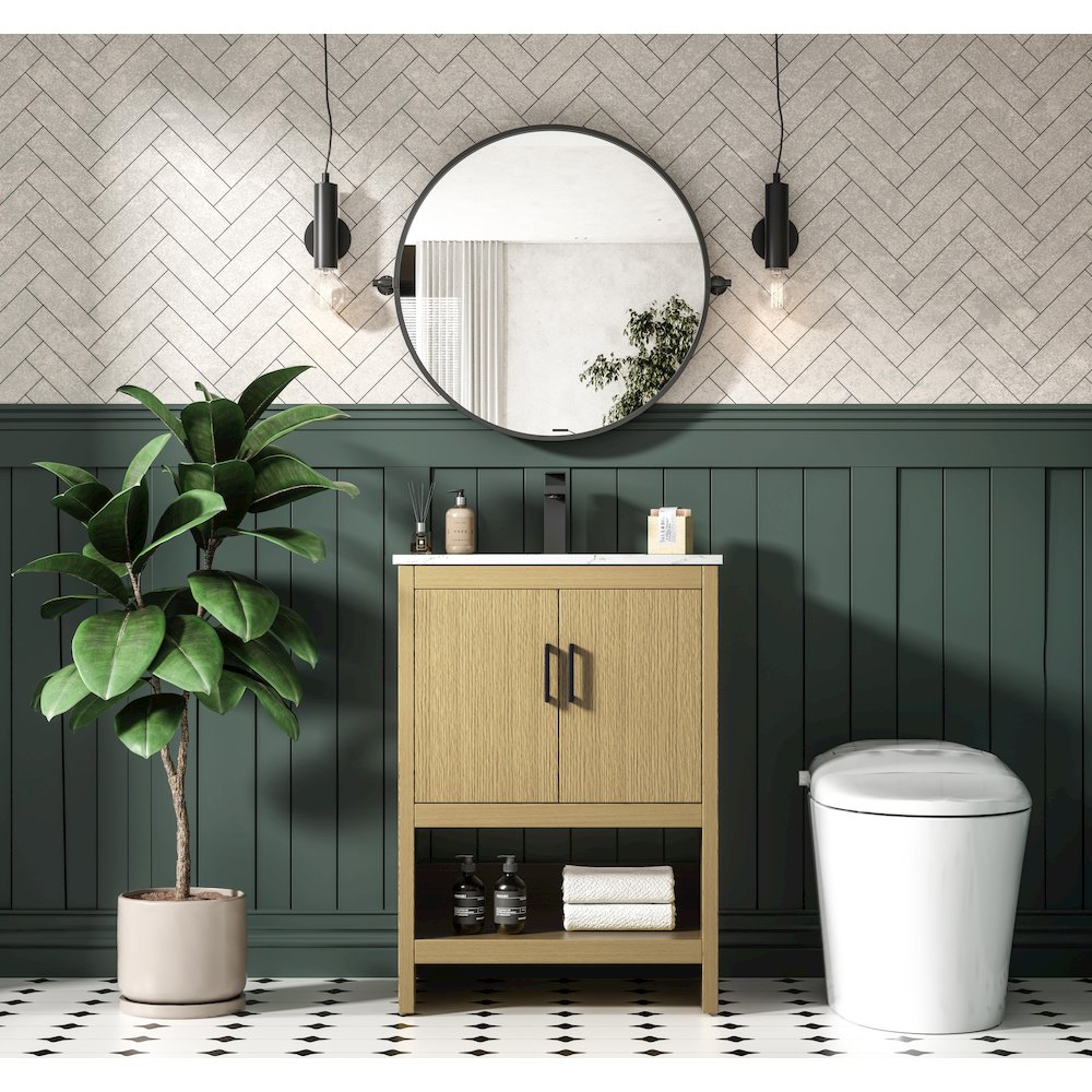Ira 24 Inch Single Bathroom Vanity In Honey Brown