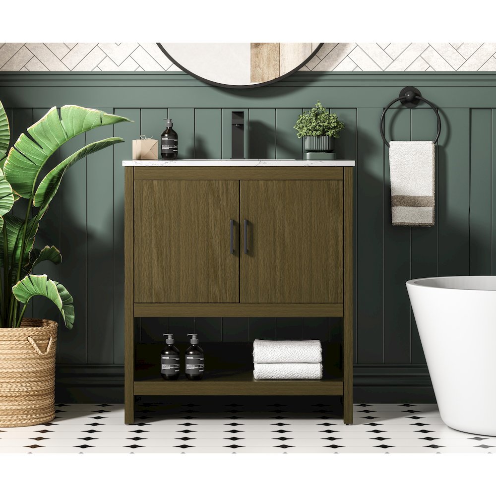 Ira 30 Inch Single Bathroom Vanity In Chestnut Brown