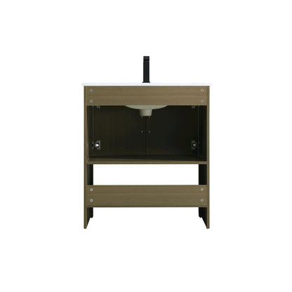 Ira 30 Inch Single Bathroom Vanity In Chestnut Brown
