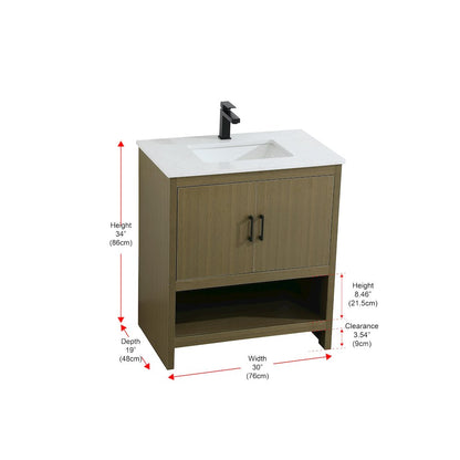 Ira 30 Inch Single Bathroom Vanity In Chestnut Brown
