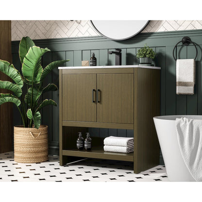 Ira 30 Inch Single Bathroom Vanity In Chestnut Brown