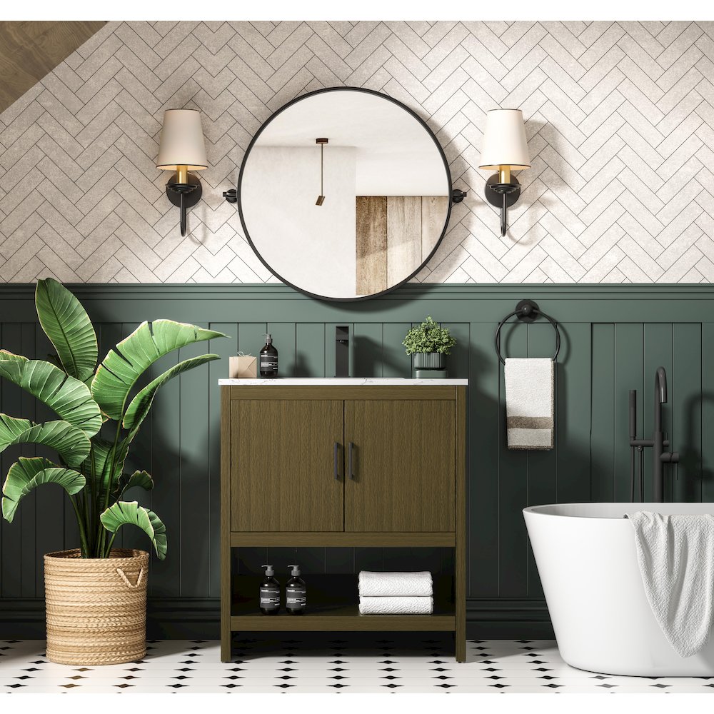 Ira 30 Inch Single Bathroom Vanity In Chestnut Brown