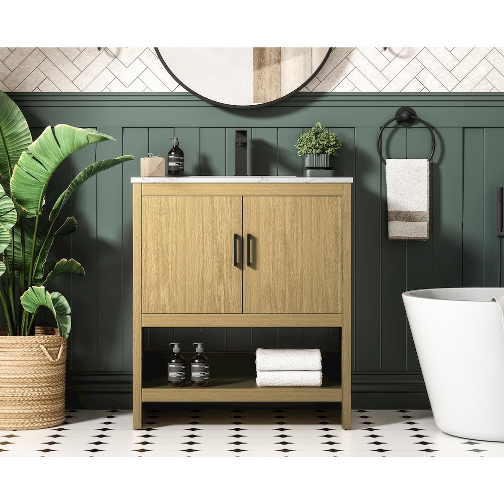 Ira 30 Inch Single Bathroom Vanity In Honey Brown