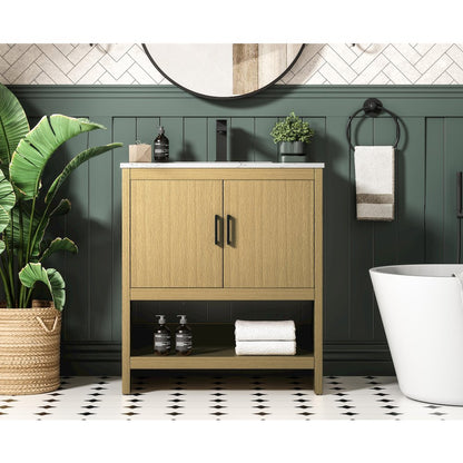 Ira 30 Inch Single Bathroom Vanity In Honey Brown