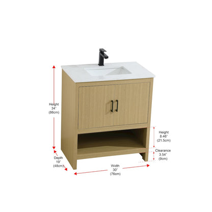 Ira 30 Inch Single Bathroom Vanity In Honey Brown