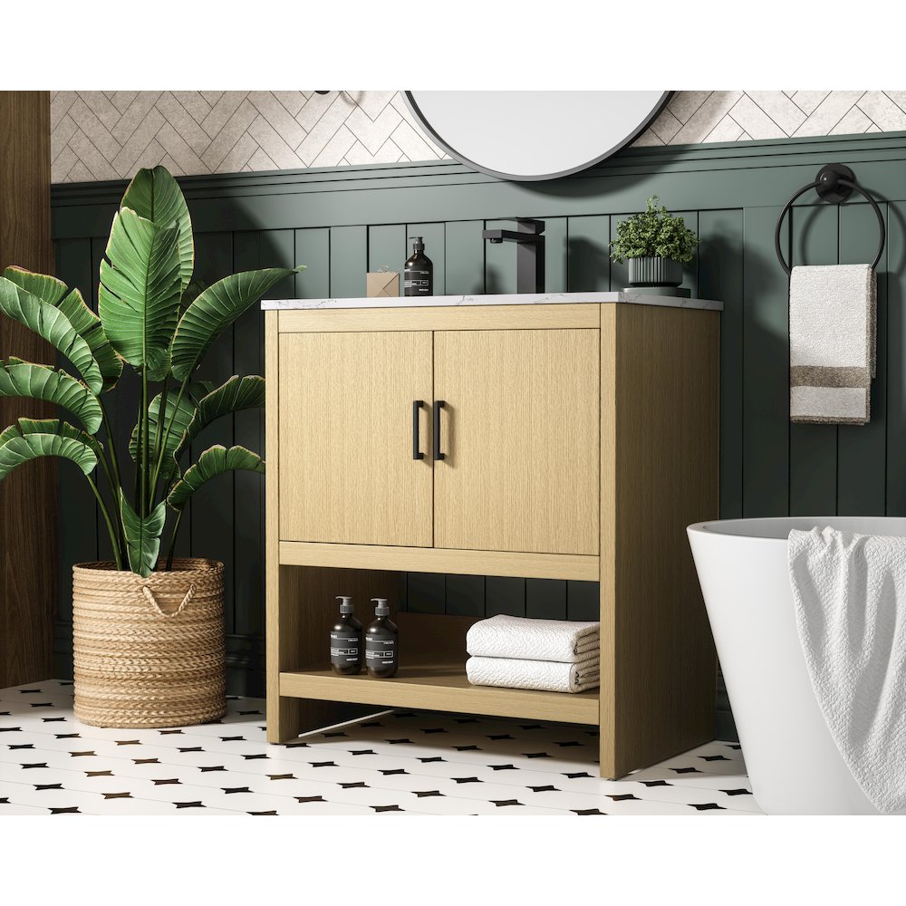 Ira 30 Inch Single Bathroom Vanity In Honey Brown