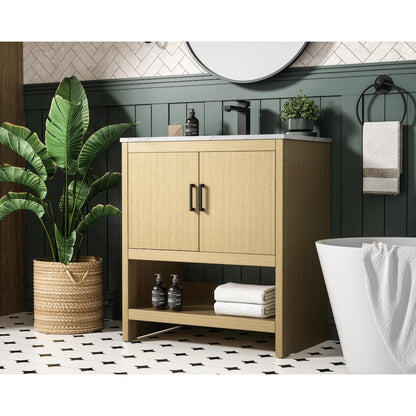 Ira 30 Inch Single Bathroom Vanity In Honey Brown