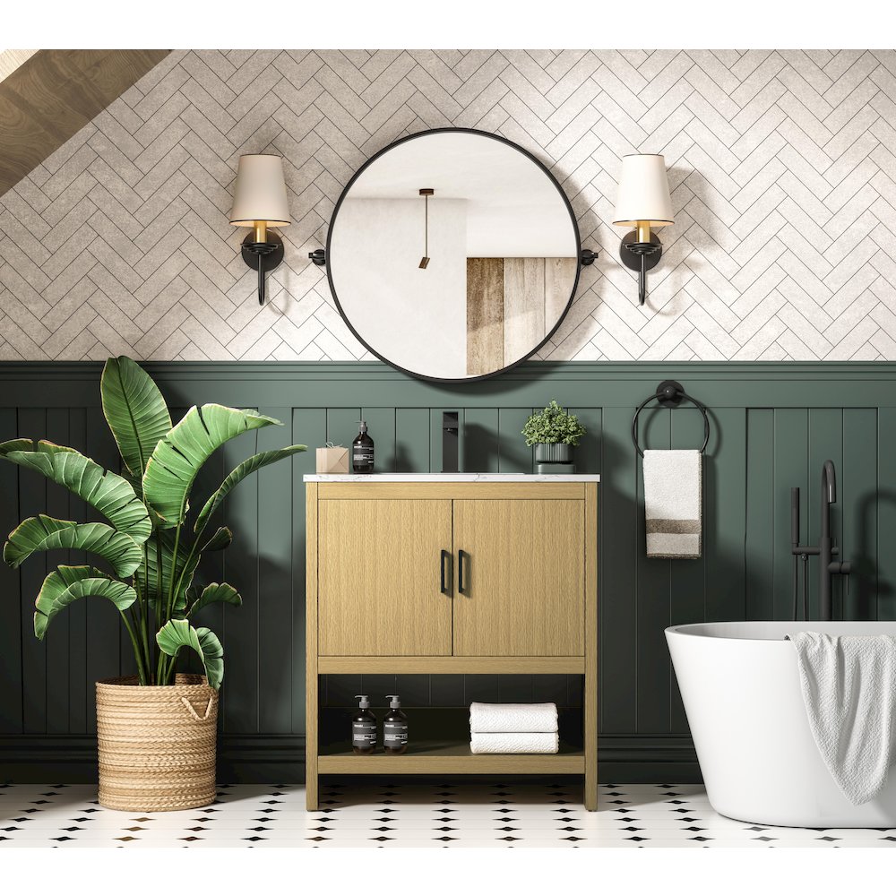 Ira 30 Inch Single Bathroom Vanity In Honey Brown