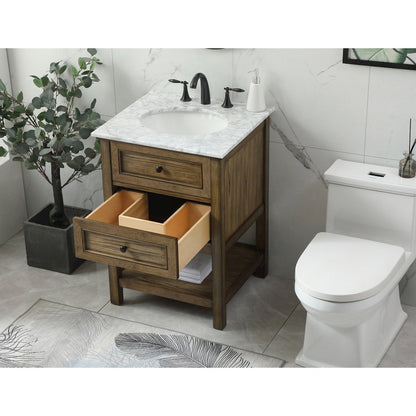 24 inch Single bathroom vanity in driftwood