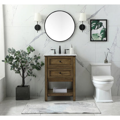 24 inch Single bathroom vanity in driftwood