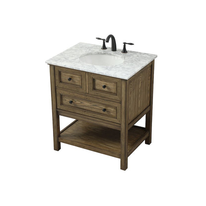 30 inch Single bathroom vanity in driftwood