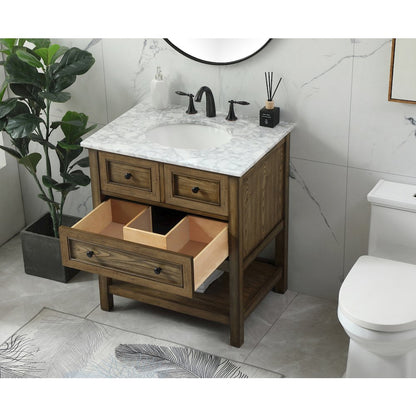 30 inch Single bathroom vanity in driftwood
