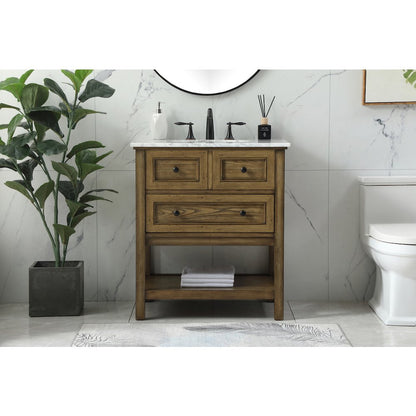 30 inch Single bathroom vanity in driftwood