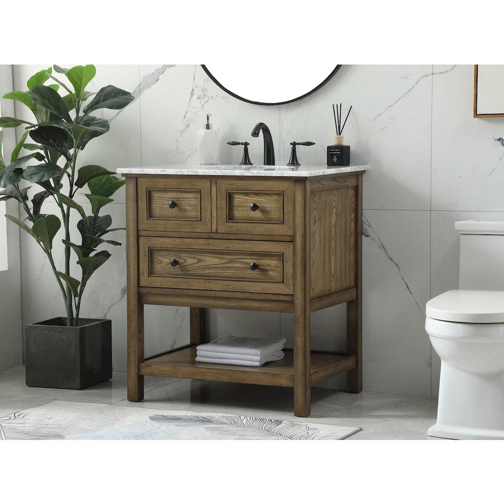 30 inch Single bathroom vanity in driftwood