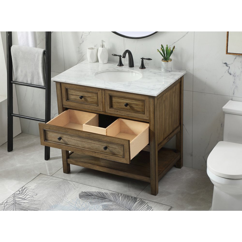 36 inch Single bathroom vanity in driftwood