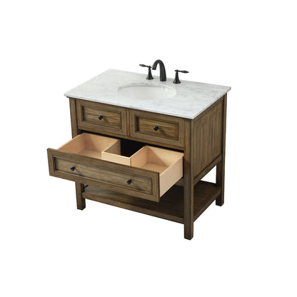 36 inch Single bathroom vanity in driftwood