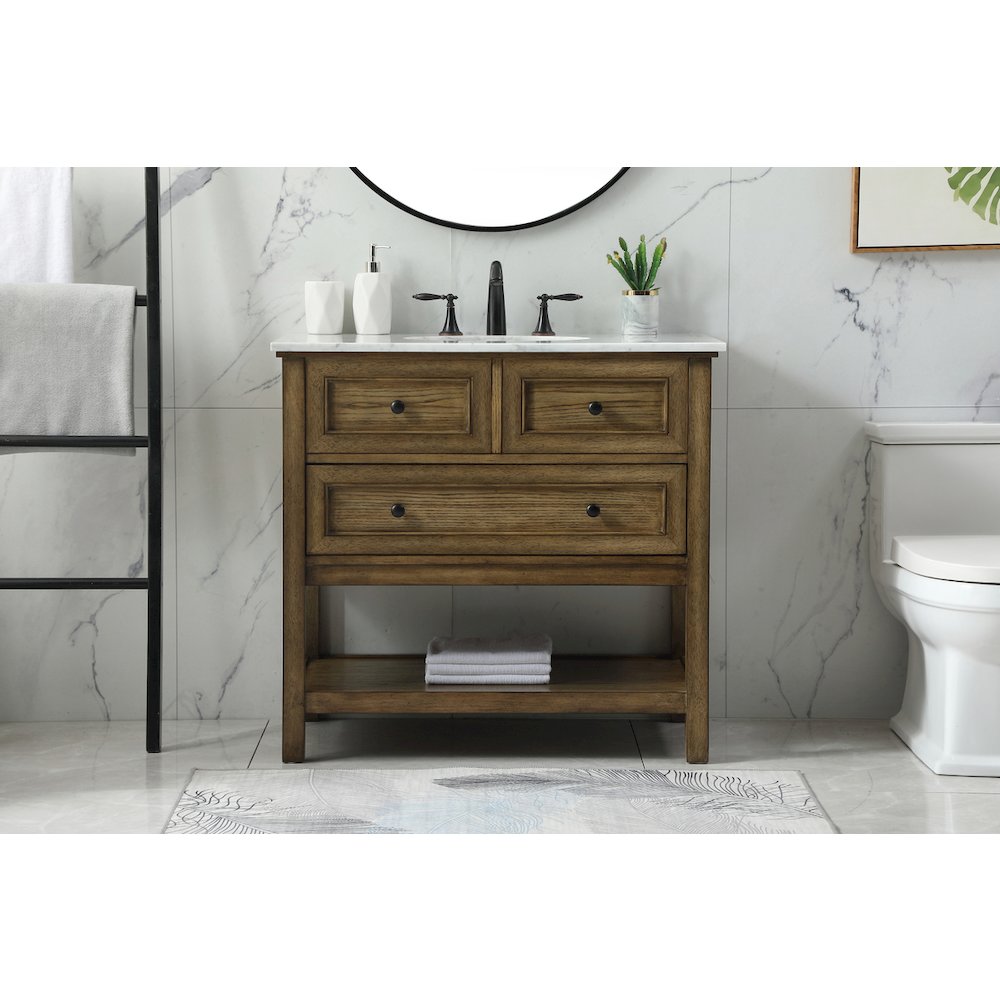 36 inch Single bathroom vanity in driftwood
