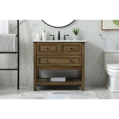 36 inch Single bathroom vanity in driftwood