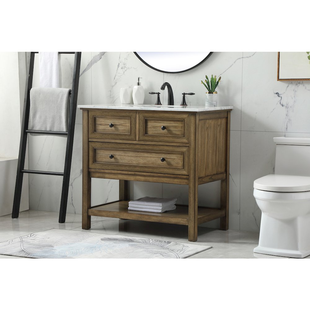 36 inch Single bathroom vanity in driftwood