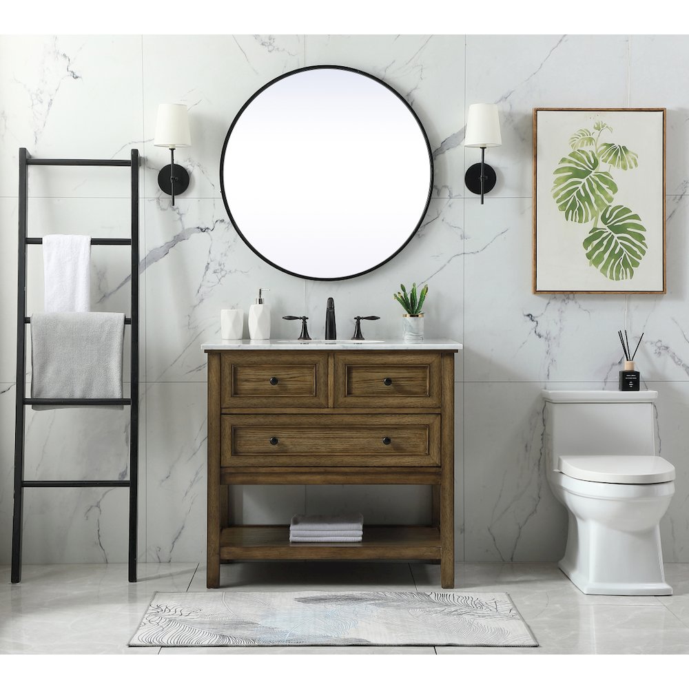 36 inch Single bathroom vanity in driftwood
