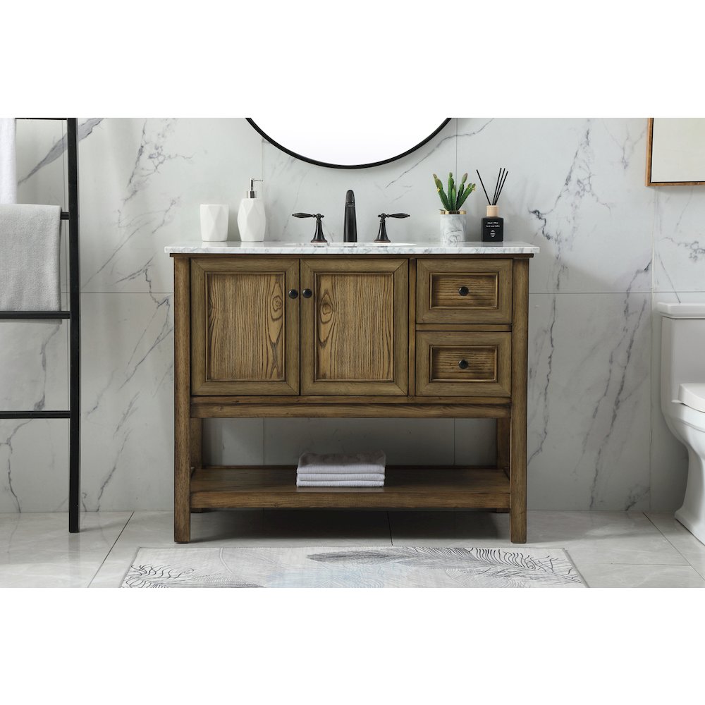 42 inch Single bathroom vanity in driftwood