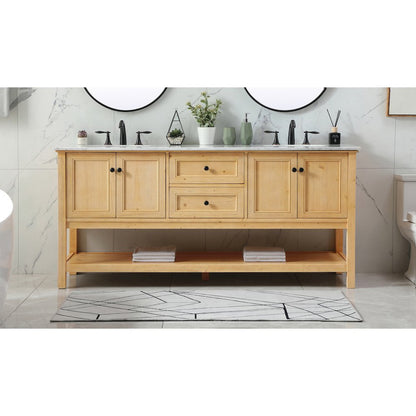 72 inch double bathroom vanity in natural wood