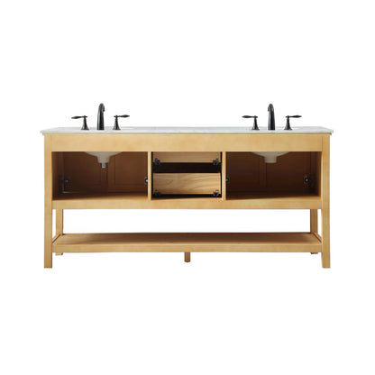 72 inch double bathroom vanity in natural wood