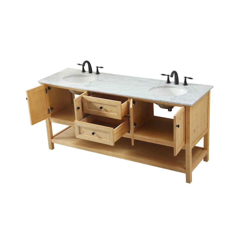 72 inch double bathroom vanity in natural wood