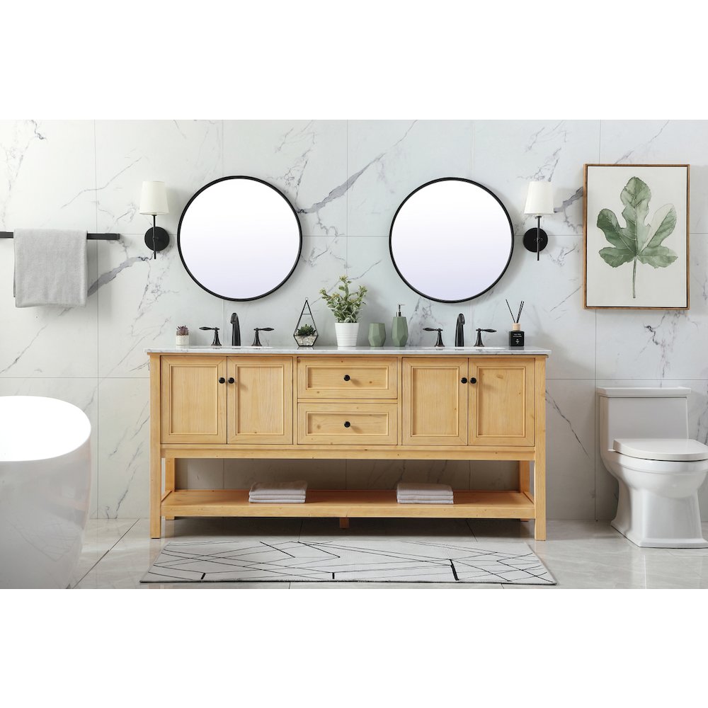 72 inch double bathroom vanity in natural wood