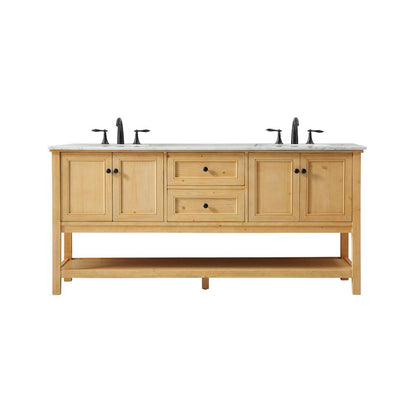 72 inch double bathroom vanity in natural wood