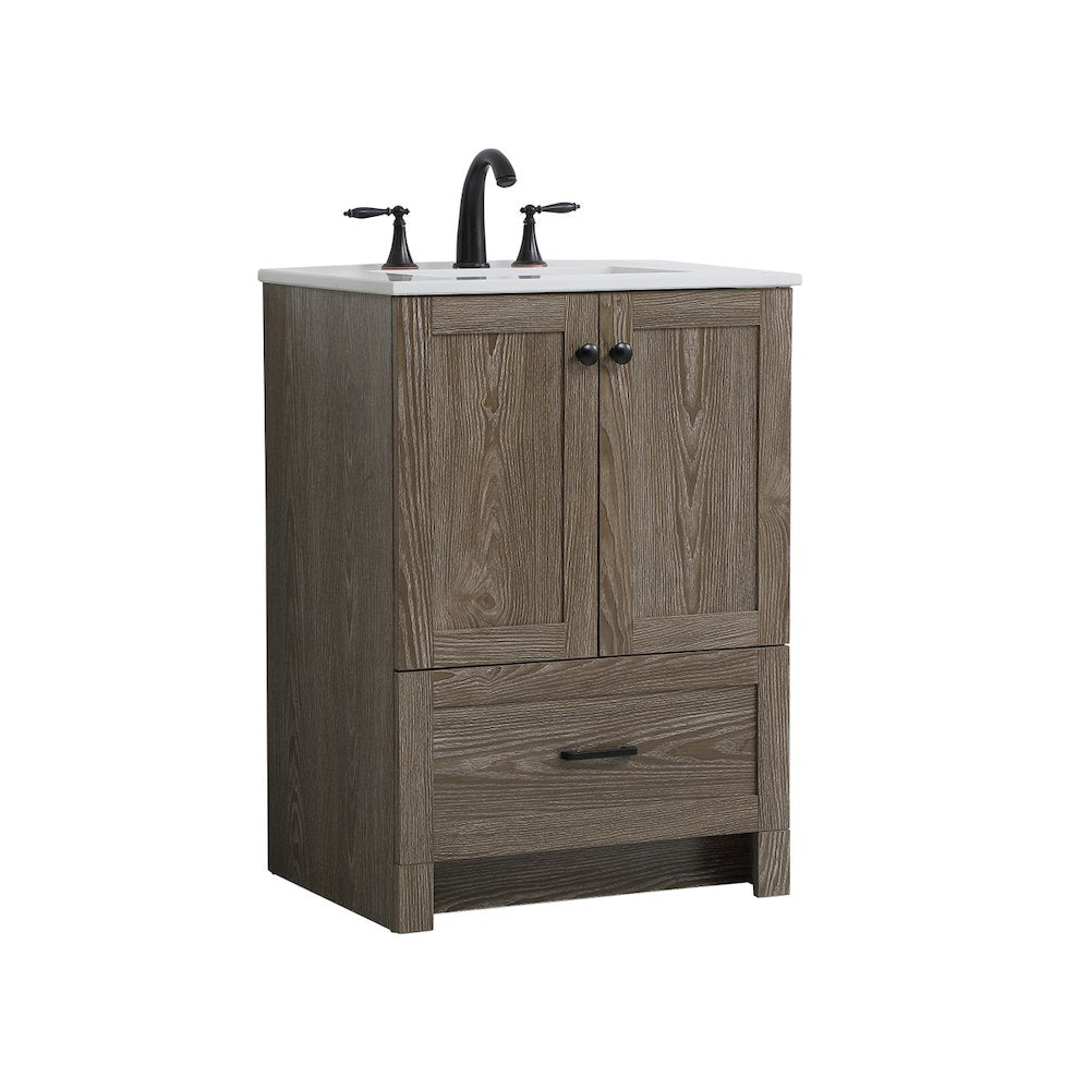 24 inch Single Bathroom Vanity in Weathered oak