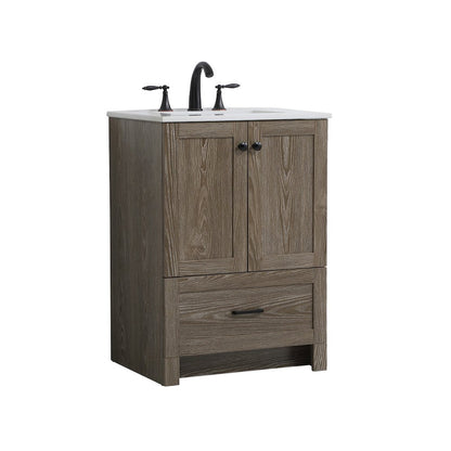 24 inch Single Bathroom Vanity in Weathered oak