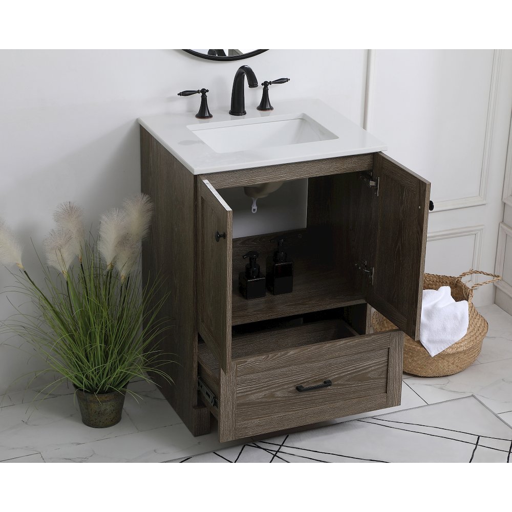 24 inch Single Bathroom Vanity in Weathered oak