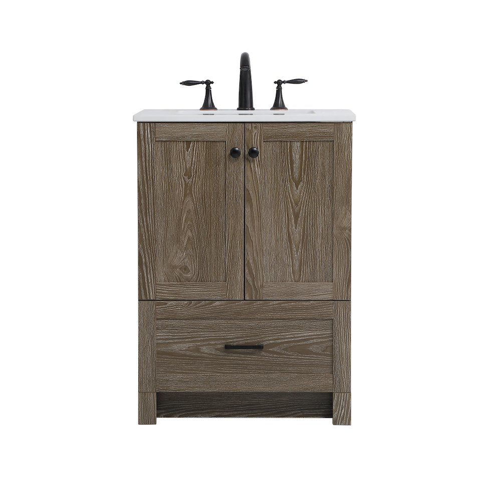 24 inch Single Bathroom Vanity in Weathered oak