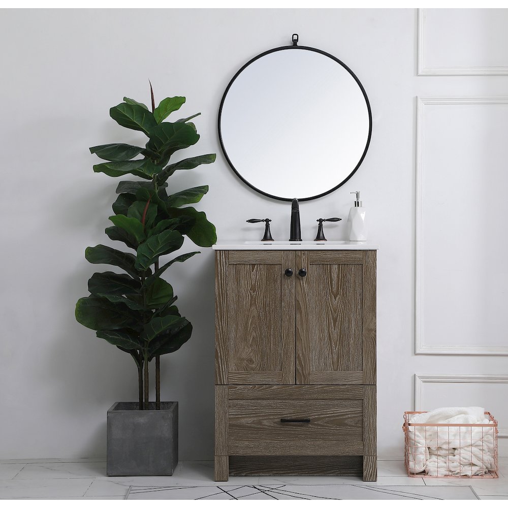 24 inch Single Bathroom Vanity in Weathered oak