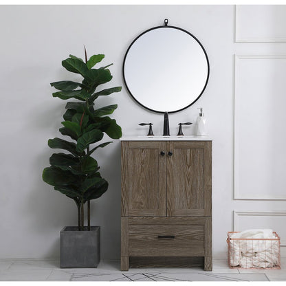 24 inch Single Bathroom Vanity in Weathered oak