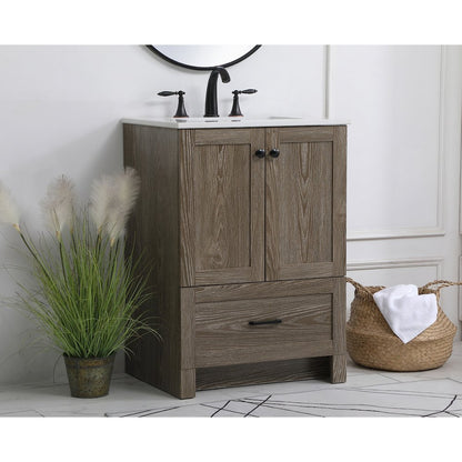 24 inch Single Bathroom Vanity in Weathered oak