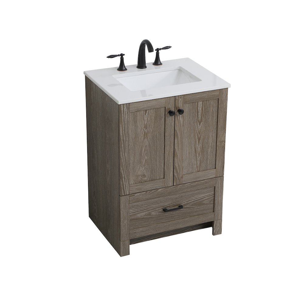 24 inch Single Bathroom Vanity in Weathered oak