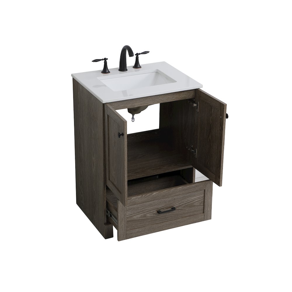 24 inch Single Bathroom Vanity in Weathered oak