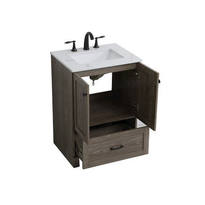 24 inch Single Bathroom Vanity in Weathered oak